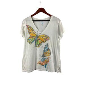 Old Navy X-Large Butterfly Graphic Tee Shirt Womens 100% Cotton Short Sleeve V-N